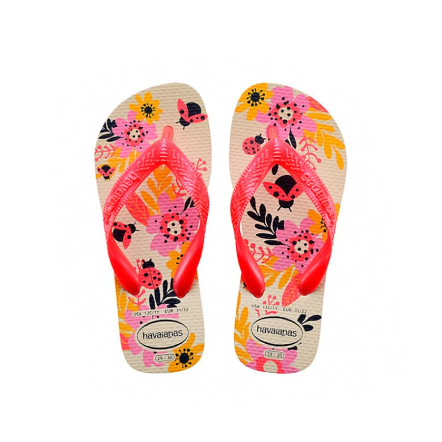 Menina*HAVAIANAS Chinelo Kids FLORES Beje